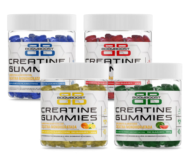 4 sabores de Gomitas de Creatina Body Boost